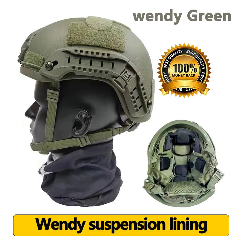 Kevlar Tactical Ballistic Helmet ACH High Cut Helmet NIJ IIIA Fast Wendy's Suspension Pad Safety Protective Bulletproof Helmet